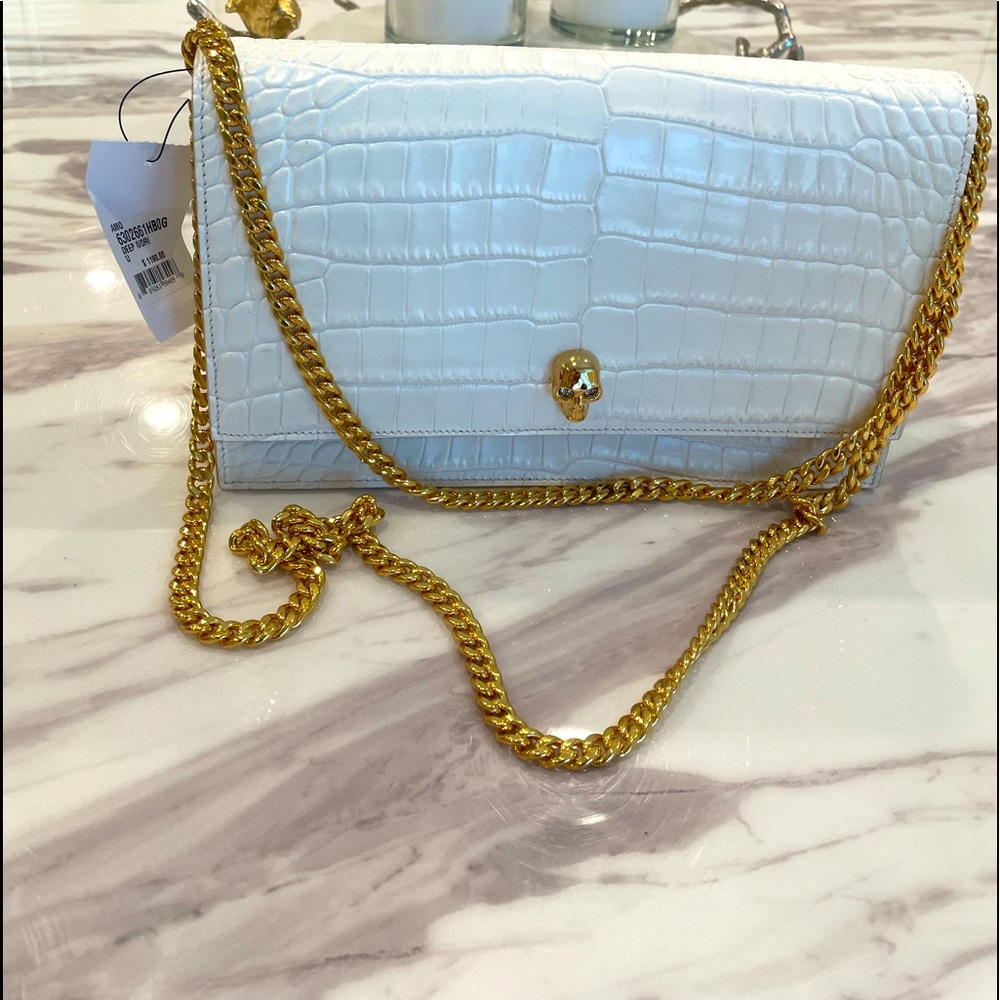 ALEXANDER MCQUEEN Skull croc shoulder bag
